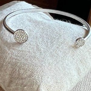 Stella & Dot Silver Pave Rhinestones Crystal Cuff Bracelet (missing rhinestone)